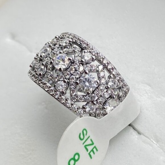 Diamond CZ on Hematite Plating RBP7411 Ring Size 8 - Picture 3 of 4